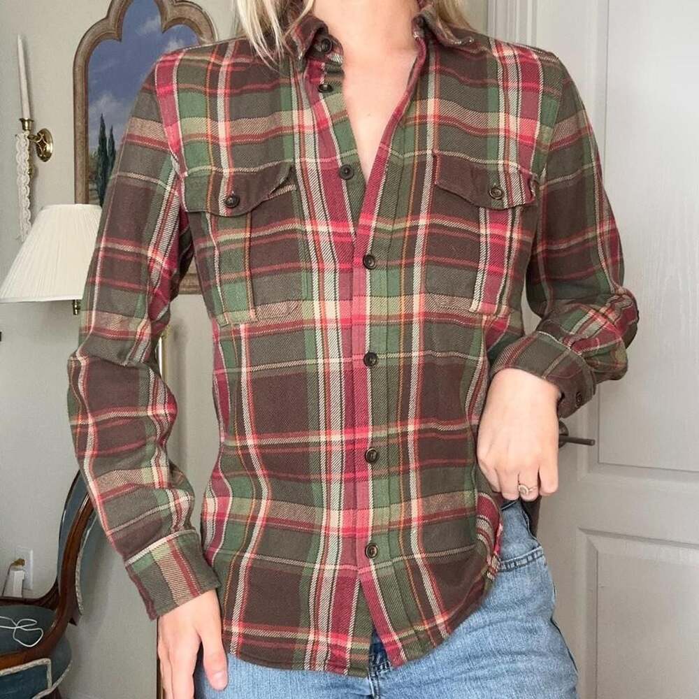 Ralph Lauren Plaid Flannel Shirt with Elbow Patches